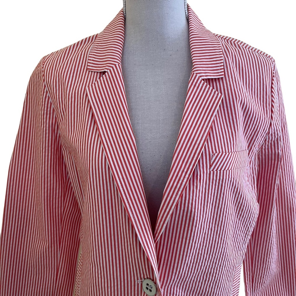 Elliot Lauren White/Orange Pinstripe One Button Blazer 12 - Picture 2 of 10